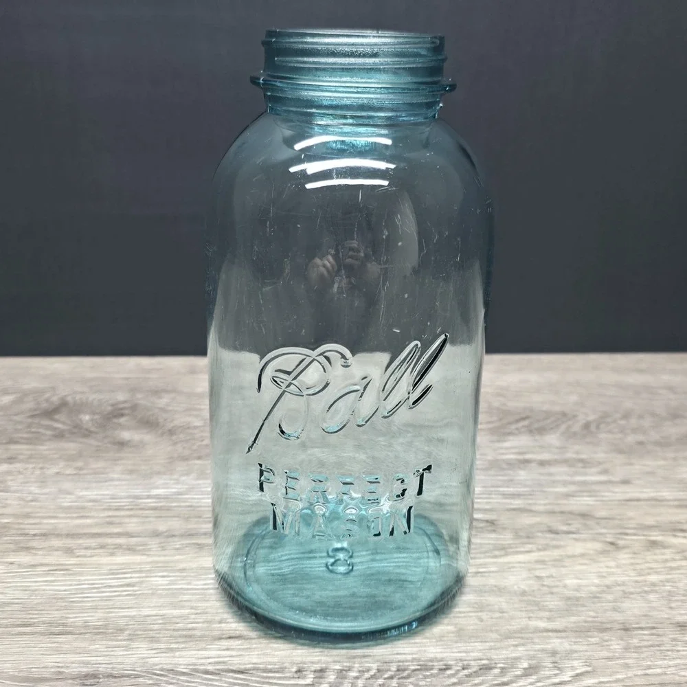 Vintage Blue Ball Perfect Mason Jar 2 Quart Half Gallon Canning Jar 8 Base